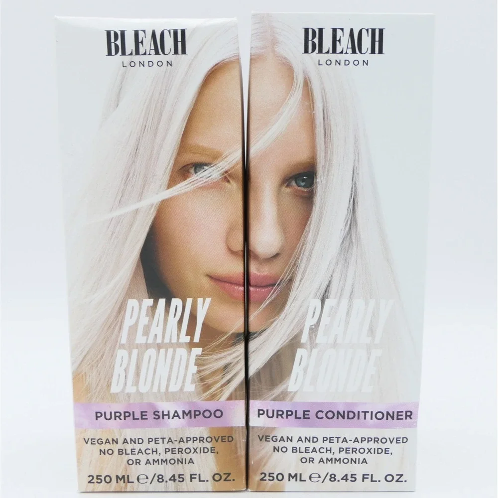Bleach London Pearly Blonde Purple Shampoo & Conditioner Set 8.45 oz Ea Bottle
